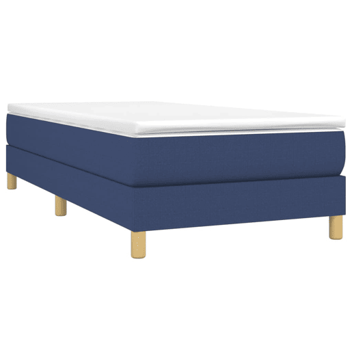 Estrutura de cama de solteiro para adultos com molas 90x190 cm tecido azul