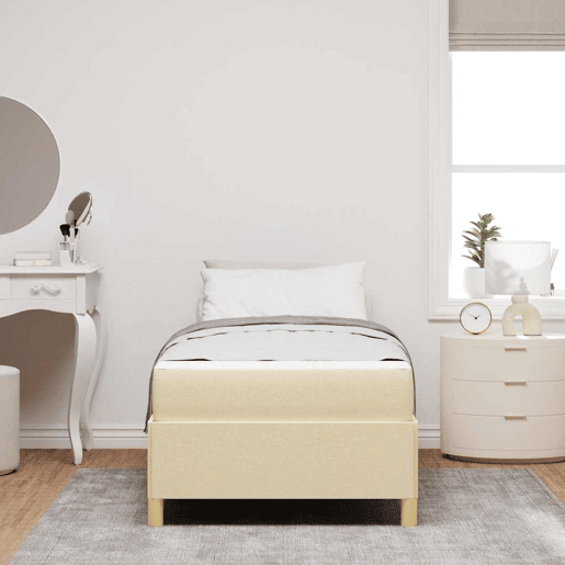 Estrutura de cama de solteiro para adultos com colchão - Creme 100 x 200 cm tecido