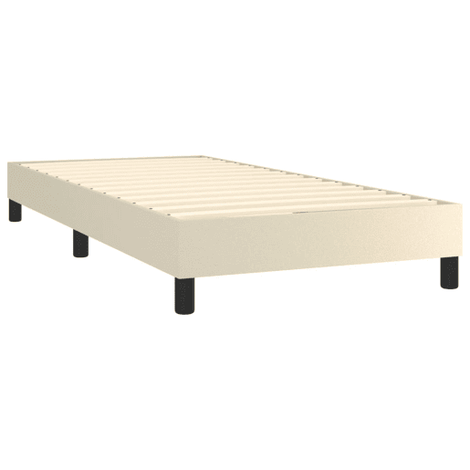 Estrutura de cama de solteiro para adultos com molas 80x200 cm couro artificial cor creme