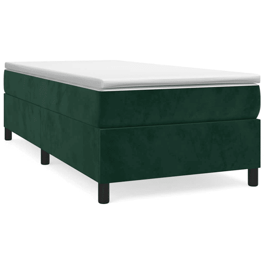 Estrutura de cama de solteiro moderno, com molas 90x200 cm veludo verde-escuro