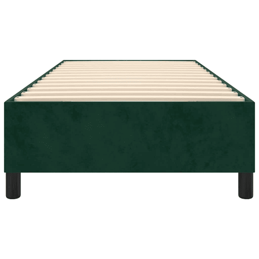 Estrutura de cama de solteiro moderno, com molas 90x200 cm veludo verde-escuro