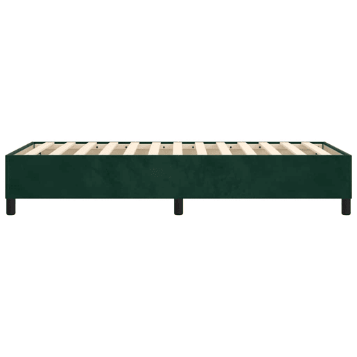 Estrutura de cama de solteiro moderno, com molas 90x200 cm veludo verde-escuro