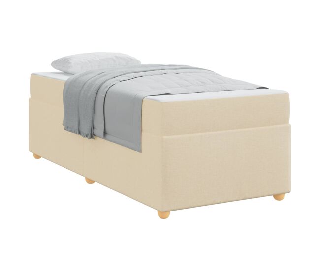 Estructura de cama individual para adultos con colchón crema 90 x 190 cm tela