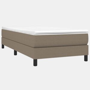 Estrutura de cama de solteiro para adultos com molas 90x200 cm tecido cinza-acastanhado