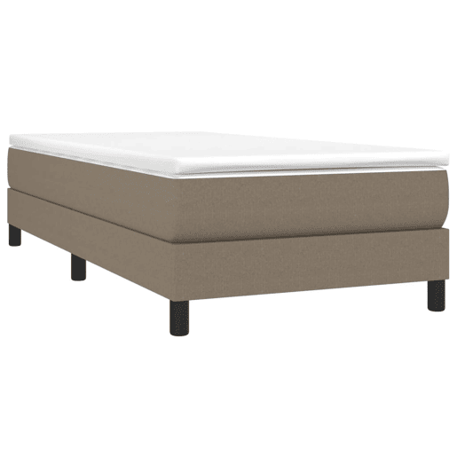 Estrutura de cama de solteiro para adultos com molas 90x200 cm tecido cinza-acastanhado