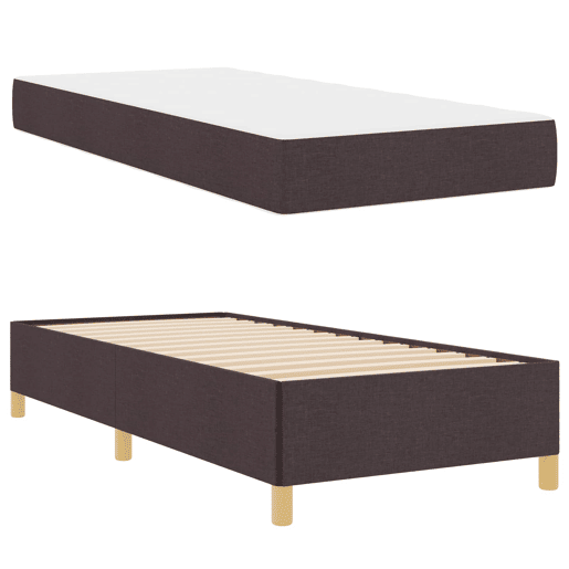 Estrutura de cama de solteiro para adultos com colchão - Marrom Escuro 100 x 200 cm tecido