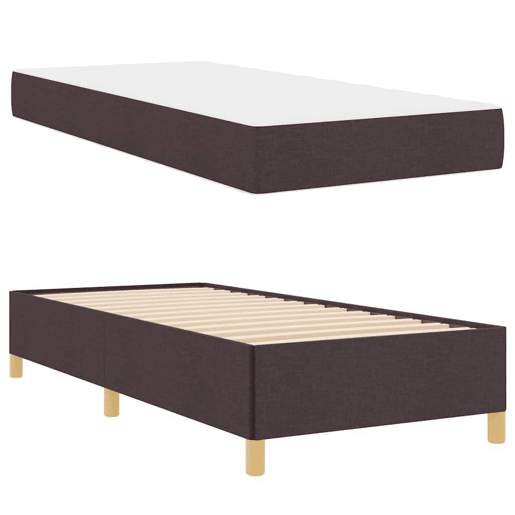 Estrutura de cama de solteiro para adultos com colchão - Marrom Escuro 100 x 200 cm tecido
