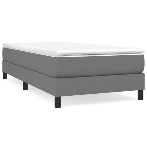 Estrutura de cama de solteiro para adultos com molas 100x200 cm tecido cinzento-escuro