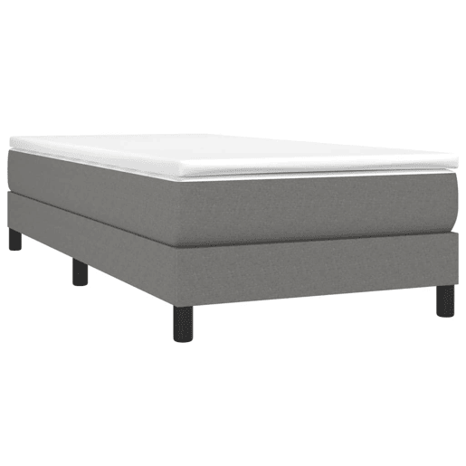 Estrutura de cama de solteiro para adultos com molas 100x200 cm tecido cinzento-escuro