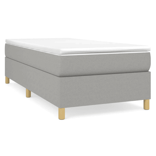 Estrutura de cama de solteiro para adultos com molas 90x190 cm tecido cinzento-claro