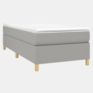 Estrutura de cama de solteiro para adultos com molas 90x190 cm tecido cinzento-claro