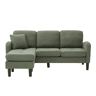 Sofá de canto de 3 lugares 166x118x77 cm - Chaise longue modular, tecido cordão - Verde