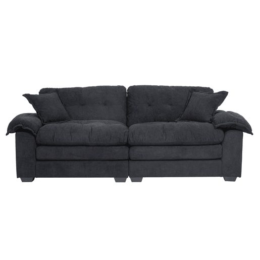 Sofá de 2 lugares 213 cm - Chenille, acolchoado duplo (Memory + molas), profundo - Preto Sofá de 2 lugares 213 cm - Chenille, acolchoado duplo (Memory + molas), profundo - Preto