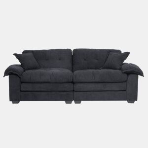 Sofá de 2 lugares 213 cm - Chenille, acolchoado duplo (Memory + molas), profundo - Preto