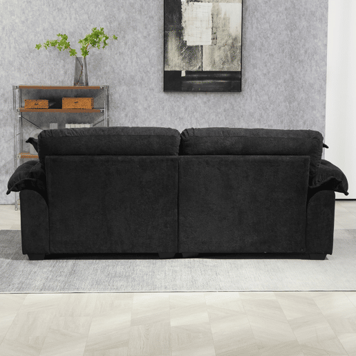 Sofá de 2 lugares 213 cm - Chenille, acolchoado duplo (Memory + molas), profundo - Preto Sofá de 2 lugares 213 cm - Chenille, acolchoado duplo (Memory + molas), profundo - Preto