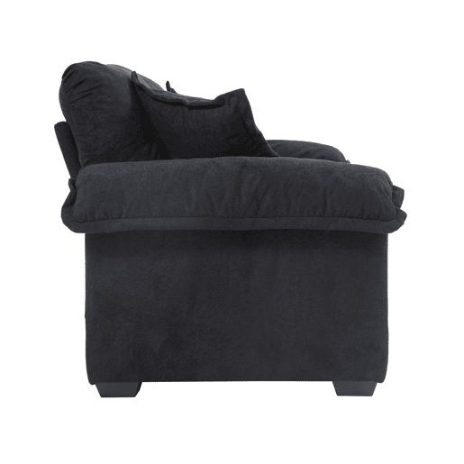 Sofá de 2 lugares 213 cm - Chenille, acolchoado duplo (Memory + molas), profundo - Preto Sofá de 2 lugares 213 cm - Chenille, acolchoado duplo (Memory + molas), profundo - Preto