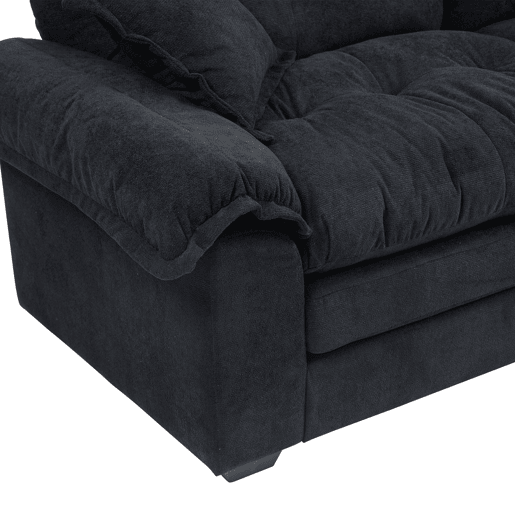 Sofá de 2 lugares 213 cm - Chenille, acolchoado duplo (Memory + molas), profundo - Preto Sofá de 2 lugares 213 cm - Chenille, acolchoado duplo (Memory + molas), profundo - Preto