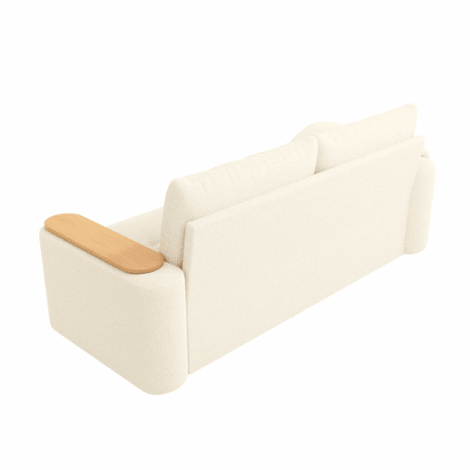 Sofá de 2 lugares - modular, com arrumação, apoio para a cabeça e mesa auxiliar integrada - Bege