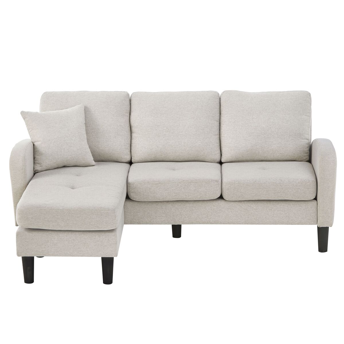 sofa esquinero en l 3 plazas 166x118x77 cm - modular con chaise longue - gris claro