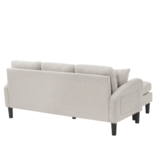 Sofá de canto em L 3 lugares 166x118x77 cm - modular com chaise longue - Cinza claro