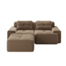 Sofá modular Boneless de 2 lugares - em forma de L, profundo, confortável, com otomano e estofado em veludo cotelê - castanho