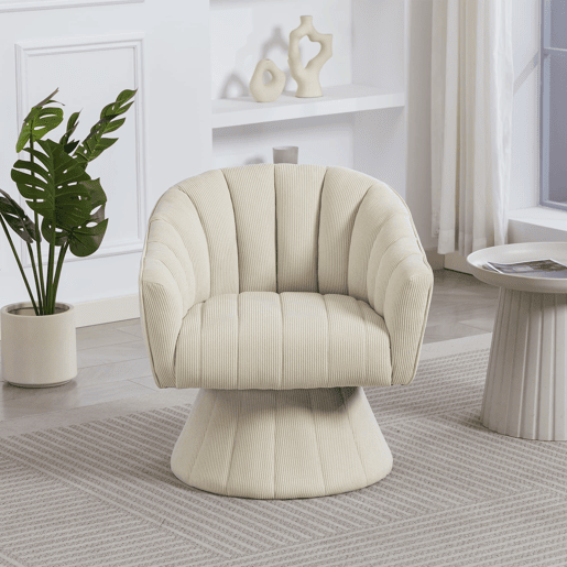 Cadeira giratória 360° - encosto e assento ergonómicos, apoios de braços envolventes, design moderno - Bege