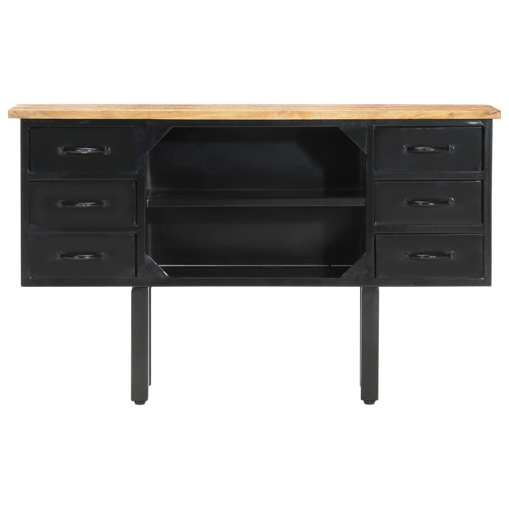 Aparador - mueble de almacenamiento de madera maciza de mango rugosa y acero 110x30x65 cm es3900