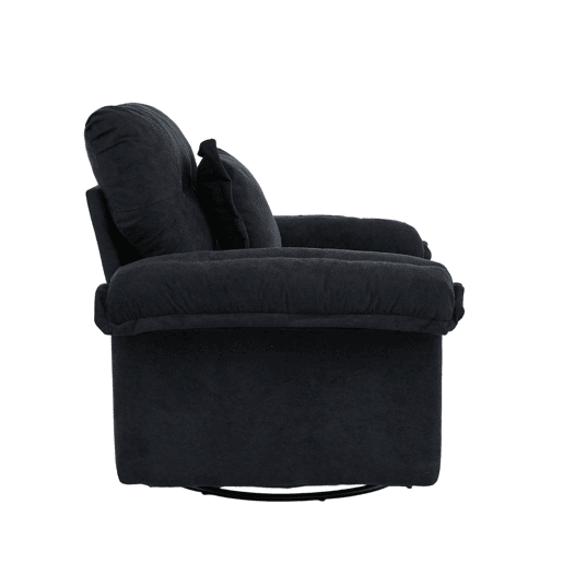 Cadeira giratória 360° - Oversize, confortável com almofada de apoio - Preto