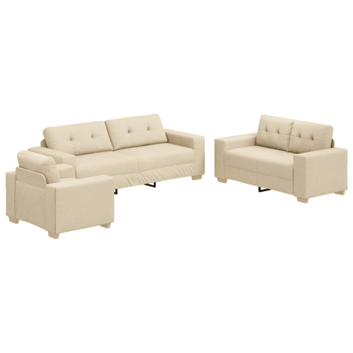 vidaXL Sofá 3 pcs Creme 221 x 80 x 80 cm Tecido de mistura de linho vidaXL Sofá 3 pcs Creme 221 x 80 x 80 cm Tecido de mistura de linho