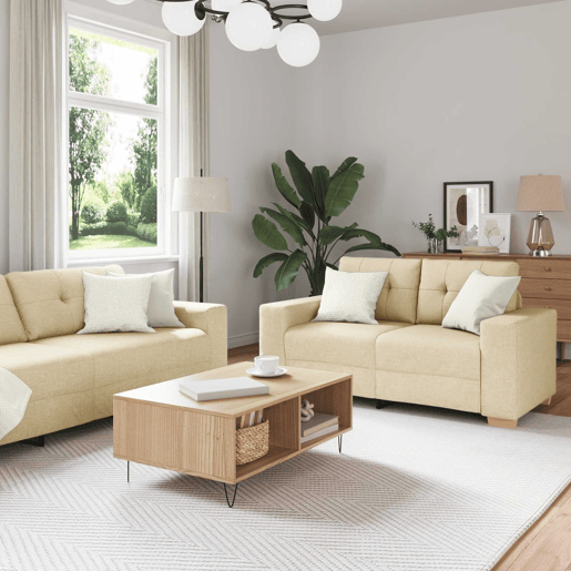 vidaXL Sofá 3 pcs Creme 221 x 80 x 80 cm Tecido de mistura de linho vidaXL Sofá 3 pcs Creme 221 x 80 x 80 cm Tecido de mistura de linho