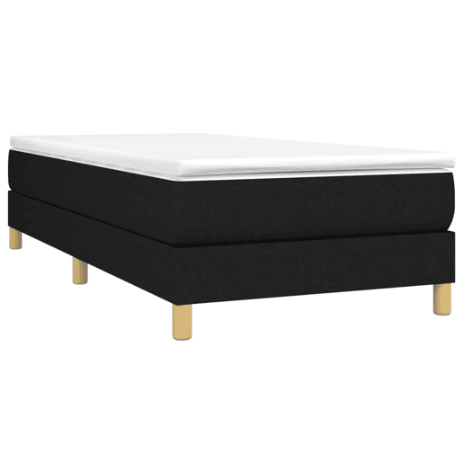 Estrutura de cama de solteiro para adultos com molas 80x200 cm tecido preto