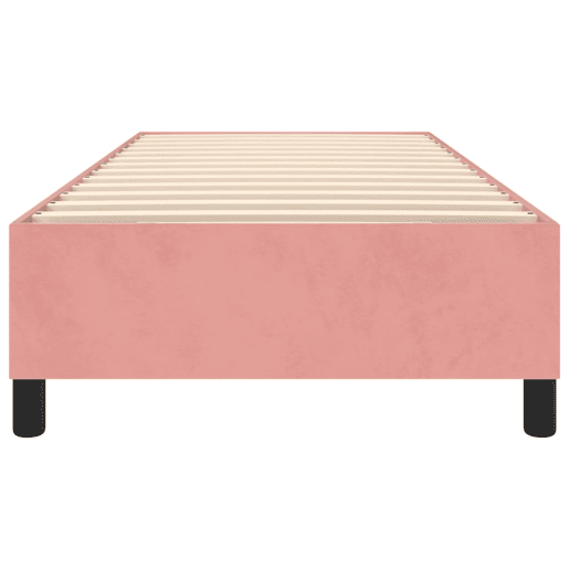 Estrutura de cama de solteiro para adultos com molas 100x200 cm veludo rosa