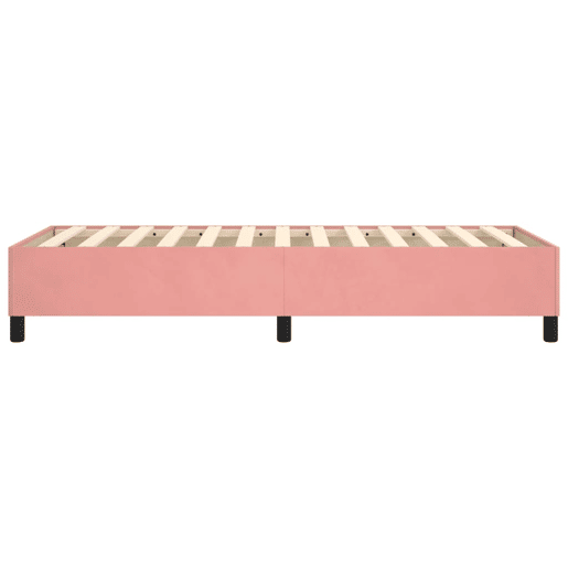 Estrutura de cama de solteiro para adultos com molas 100x200 cm veludo rosa