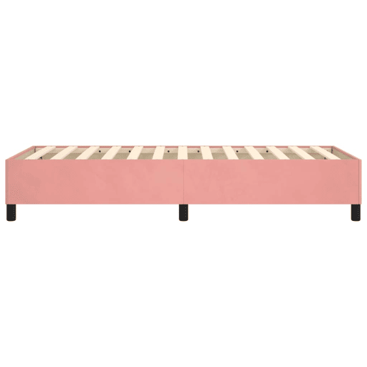 Estrutura de cama de solteiro para adultos com molas 90x200 cm veludo rosa