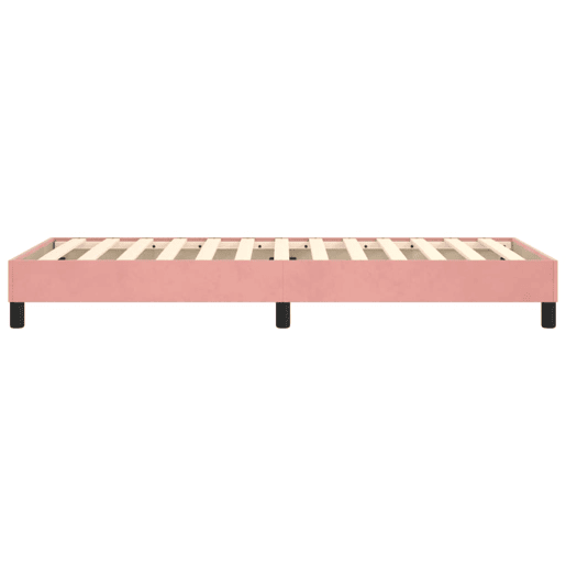 Estrutura de cama de solteiro para adultos com molas 90x190 cm veludo rosa