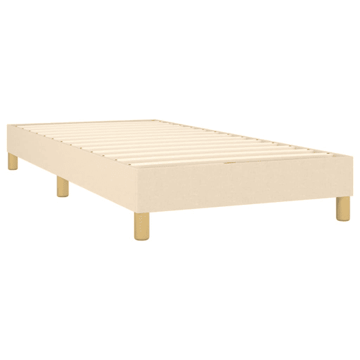 Estrutura de cama de solteiro para adultos com molas 90x190 cm tecido creme