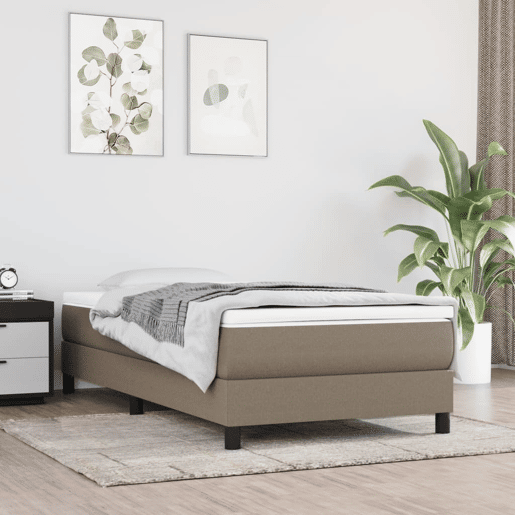 Estrutura de cama de solteiro para adultos com molas 80x200 cm tecido cinzento