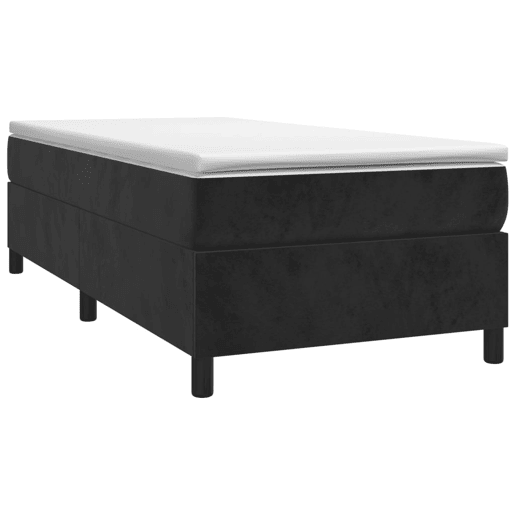 Estrutura de cama de solteiro para adultos com molas 90x190 cm veludo preto