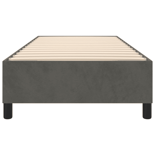 Estrutura de cama de solteiro para adultos com molas 90x200 cm veludo cinzento-escuro