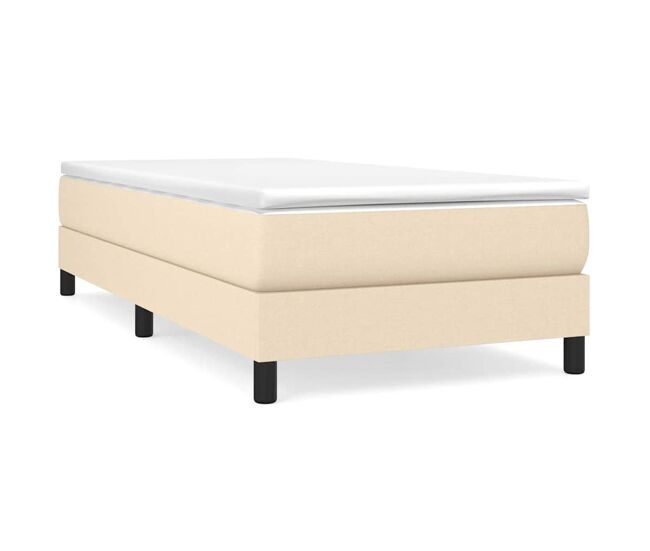 Estructura de cama individual para adultos con somier - tela crema 80x200 cm