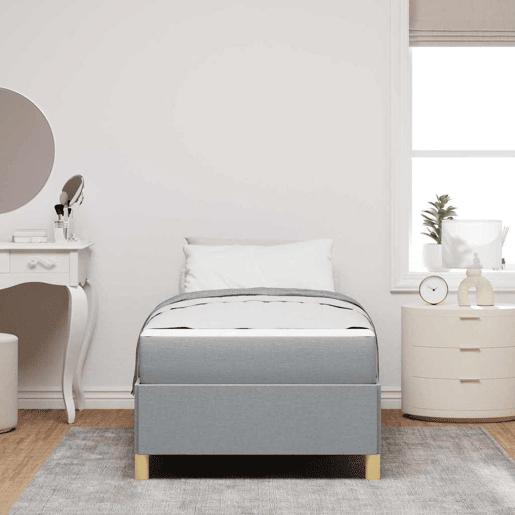 Estrutura de cama de solteiro para adultos Cinzento-claro 100 x 200 cm tecido
