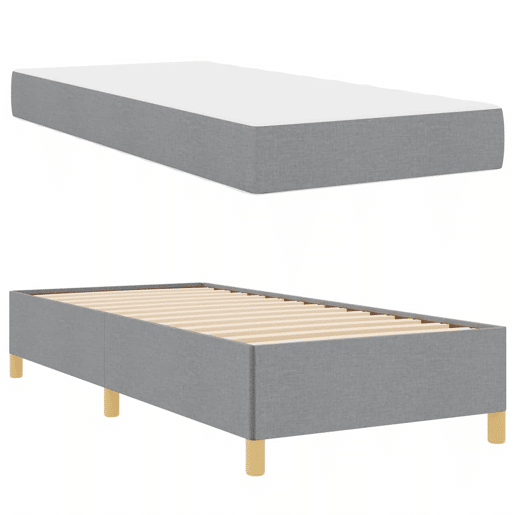 Estrutura de cama de solteiro para adultos Cinzento-claro 100 x 200 cm tecido