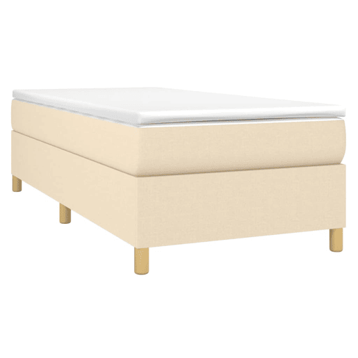 Estrutura de cama de solteiro para adultos com molas 90x190 cm tecido creme