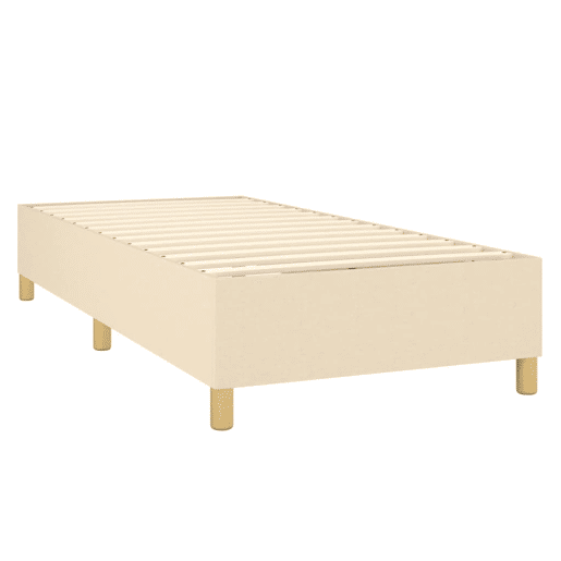 Estrutura de cama de solteiro para adultos com molas 90x190 cm tecido creme