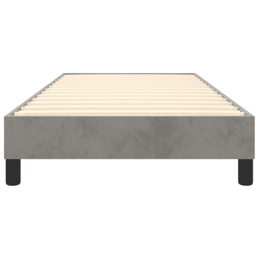 Estrutura de cama de solteiro para adultos com molas 100x200 cm veludo cinzento-claro