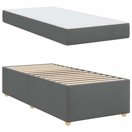 Estrutura de cama de solteiro para adultos com colchão Cinza Escuro 90 x 190 cm tecido