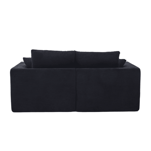 Sofá de tecido de 2 lugares - moderno, minimalista, confortável com almofadas - preto