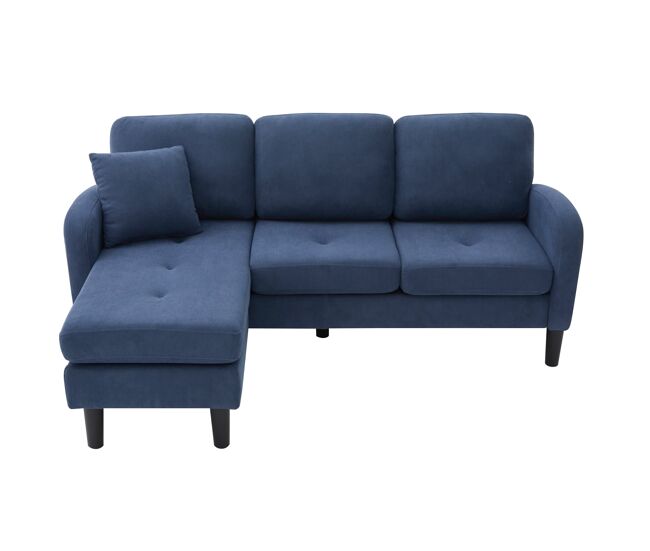 Sofá esquinero 3 plazas 166x118x77 cm - chaiselongue modular, tela de pana - azul