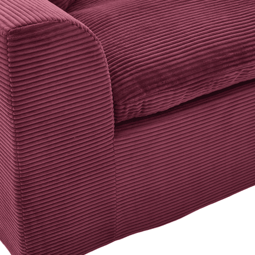 Sofá de tecido de 2 lugares - Minimalista, confortável com almofadas - Vermelho vinho