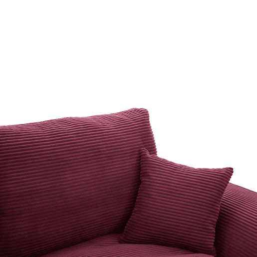 Sofá de tecido de 2 lugares - Minimalista, confortável com almofadas - Vermelho vinho